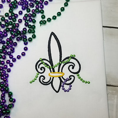 mardi gras fleur de lis embroidery